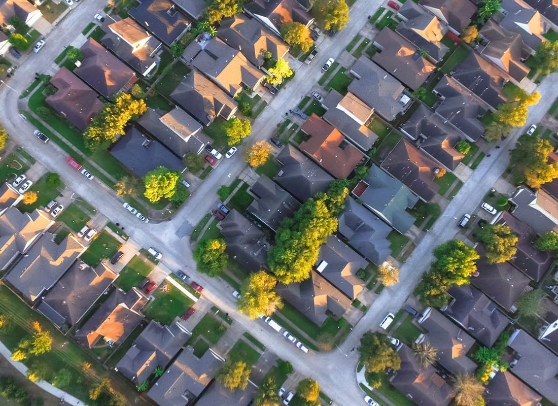 Houston, TX - Happy Homes in a Local Community as the Sun is Starting to Set and the Shadows Are Starting to Stretch